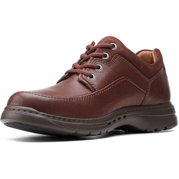 NWT Clarks Men's Un Brawley Lace Mahogany Tumbled Leather Shoe – Size 8 XW